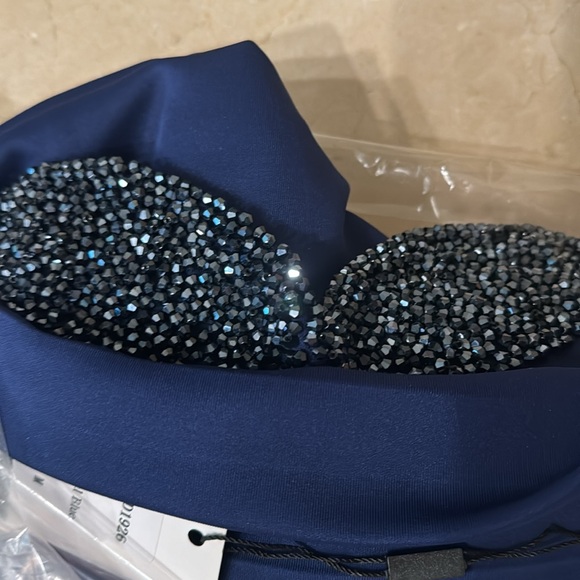 Dahlia macphee draped bodice gown w sequin size medium navy blue - Picture 7 of 9